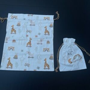 Gather & Knot Kids Safari Print Drawstring Bags Never Used 🦒 🐘